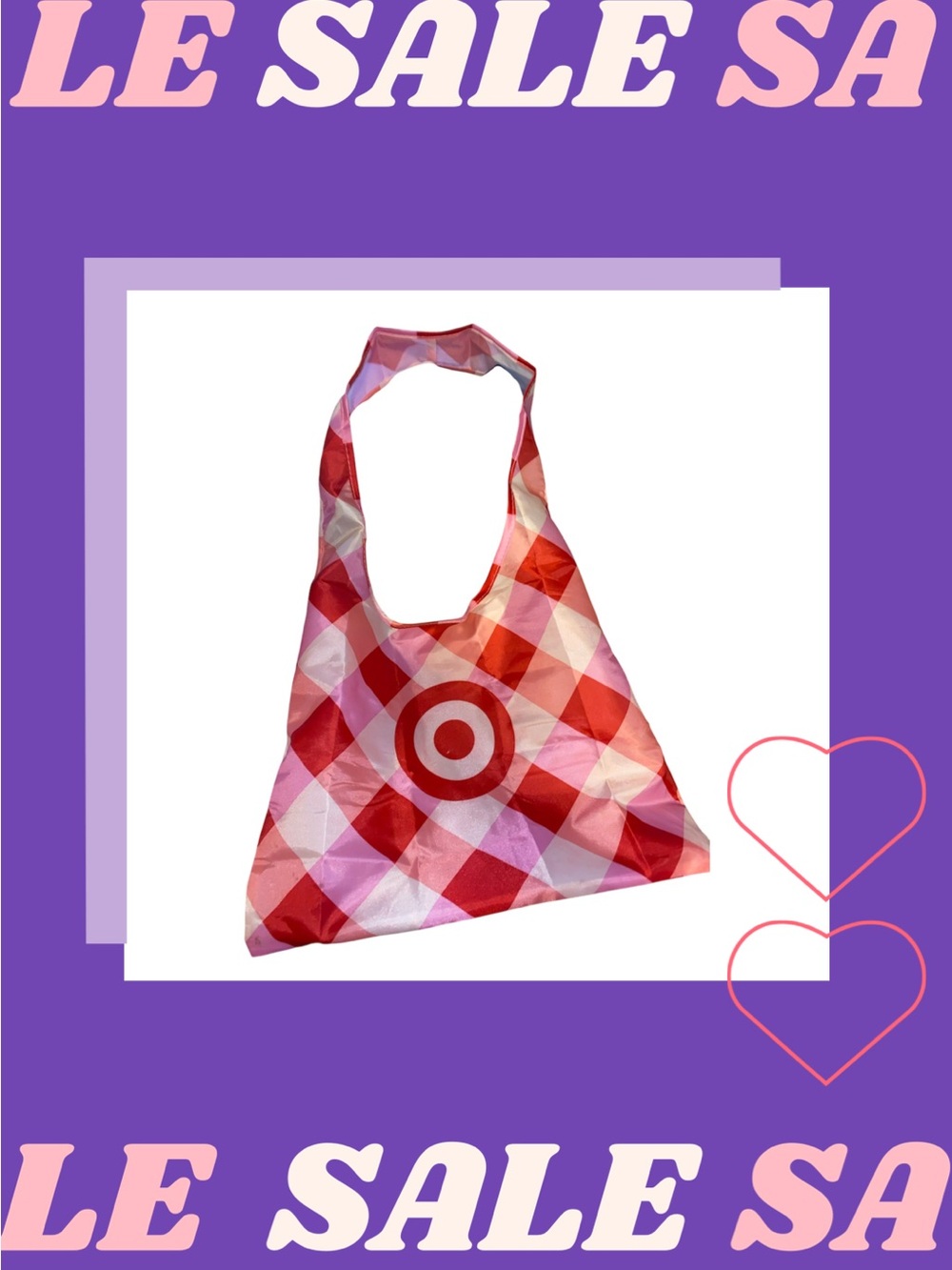 Target SET of 3 Red and Pink Checkered Reusable Shopper Tote